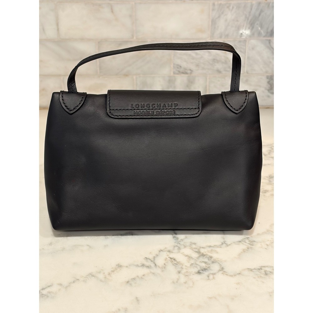 Longchamp Le Pliage Cuir Black Leather Clutch - Picture 4 of 14